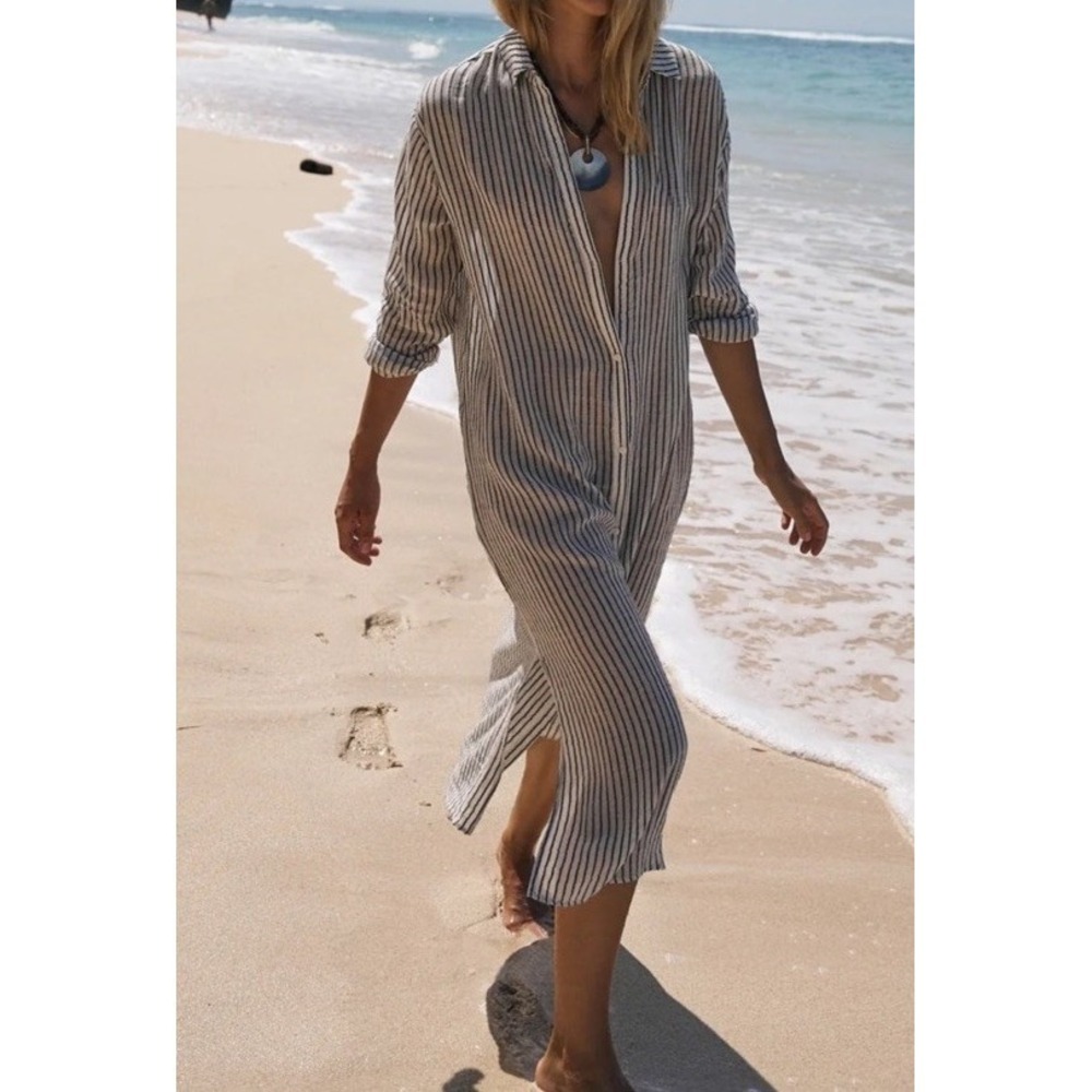 The HandLoom Voyage Shirt Dress - Black Stripes One Size